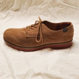 Suede 70s Style Chunky Saddle Oxford Shoes
